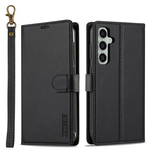 For Samsung Galaxy A56 5G LC.IMEEKE L2 Series Detachable Magsafe PU Phone Case with Lanyard(Black)