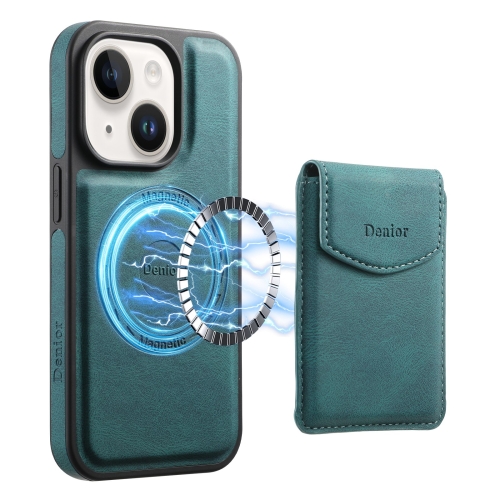 

For iPhone 15 Denior D19 Skin Feel MagSafe Detachable Card Slot Phone Case(Blue)