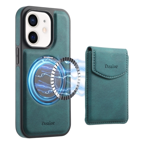 

For iPhone 12 / 12 Pro Denior D20 Skin Feel MagSafe Holder Detachable Card Slot Phone Case(Blue)