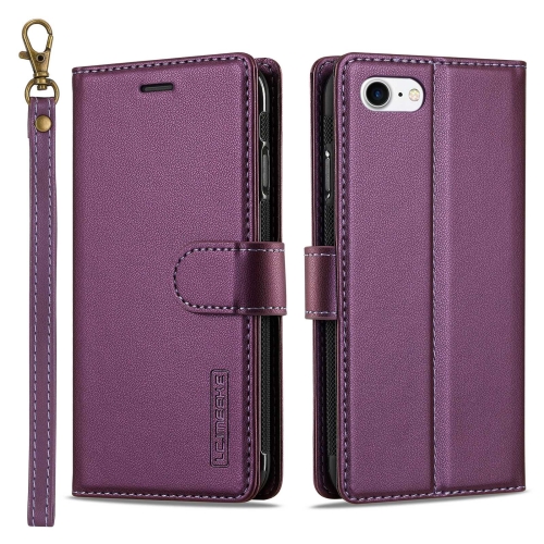 

For iPhone 7 / 8 / SE 2020 2022 LC.IMEEKE L2 Series Detachable Magsafe PU Phone Case with Lanyard(Purple)