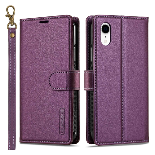 

For iPhone XR LC.IMEEKE L2 Series Detachable Magsafe PU Phone Case with Lanyard(Purple)