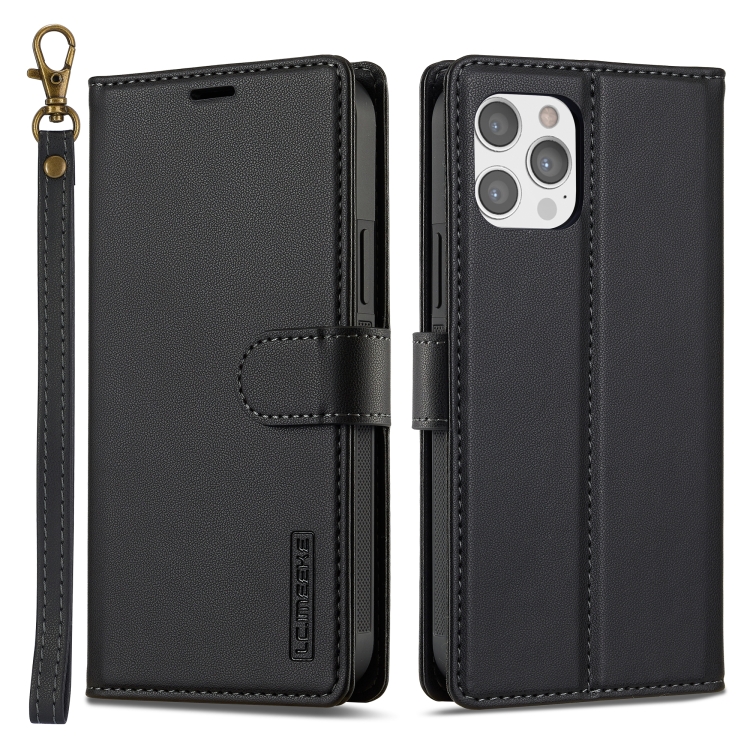 

For iPhone 14 Pro Max LC.IMEEKE L2 Series Detachable Magsafe PU Phone Case with Lanyard(Black)