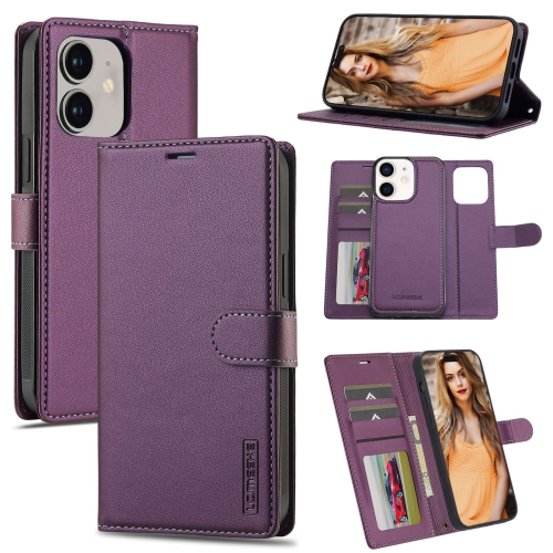 

For iPhone 11 LC.IMEEKE L2 Series Detachable Magsafe PU Phone Case with Lanyard(Purple)