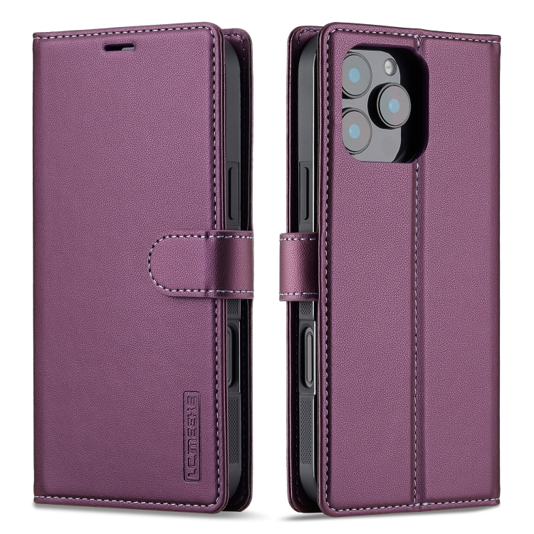 

For iPhone 16 Pro LC.IMEEKE L2 Series Detachable Magsafe PU Phone Case with Lanyard(Purple)