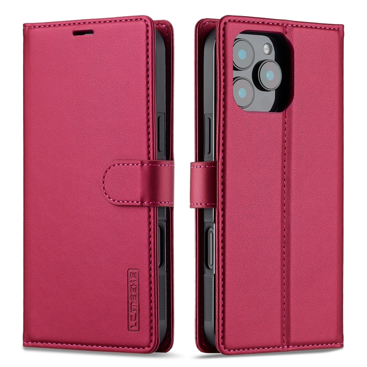 

For iPhone 16 Pro LC.IMEEKE L2 Series Detachable Magsafe PU Phone Case with Lanyard(Red)