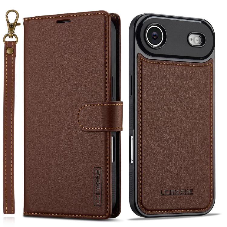 

For iPhone Air LC.IMEEKE L2 Series Detachable Magsafe PU Phone Case with Lanyard(Brown)