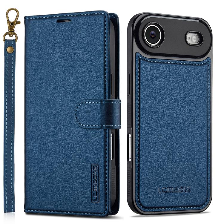 

For iPhone Air LC.IMEEKE L2 Series Detachable Magsafe PU Phone Case with Lanyard(Blue)