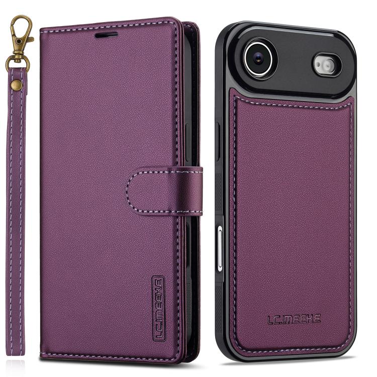 

For iPhone Air LC.IMEEKE L2 Series Detachable Magsafe PU Phone Case with Lanyard(Purple)