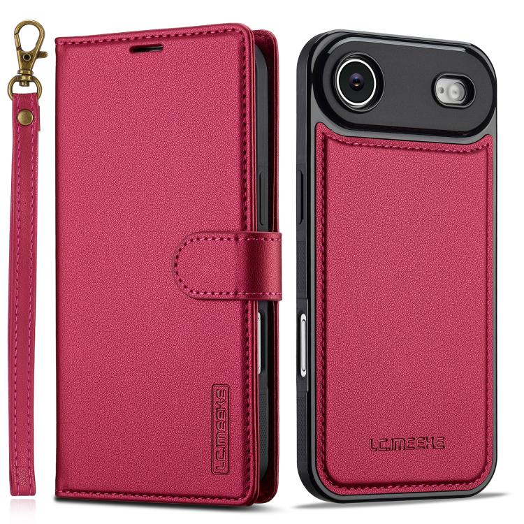 

For iPhone Air LC.IMEEKE L2 Series Detachable Magsafe PU Phone Case with Lanyard(Red)
