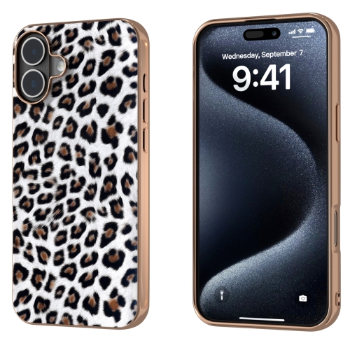 

For iPhone 16 Nano Plating Leopard Print Phone Case(Silver)