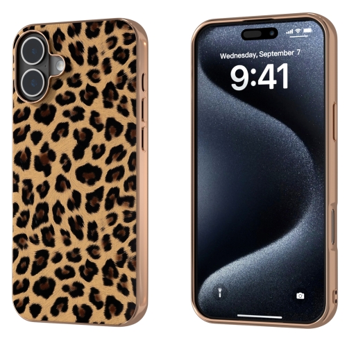 

For iPhone 16 Nano Plating Leopard Print Phone Case(Gold)