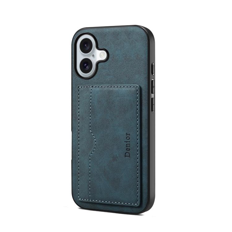 

For iPhone 17 Denior D08 PU Single Card Slot Holder Phone Case(Blue)