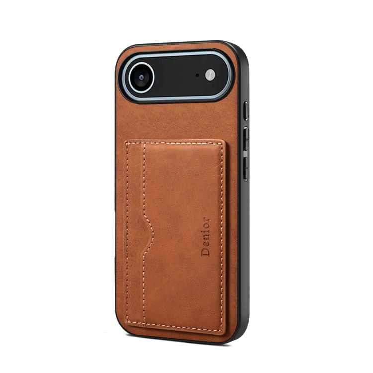

For iPhone 17 Air Denior D08 PU Single Card Slot Holder Phone Case(Brown)