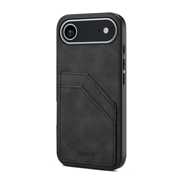 

For iPhone Air Denior D09 PU Dual Card Slot Back Cover Phone Case(Black)
