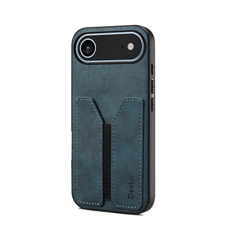 

For iPhone 17 Air Denior D07 DV Elastic Card Slot PU Back Cover Phone Case(Blue)