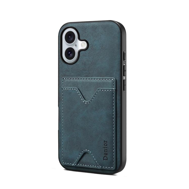 

For iPhone 17 Denior D06 PU Back Cover Card Slot Holder Phone Case(Blue)