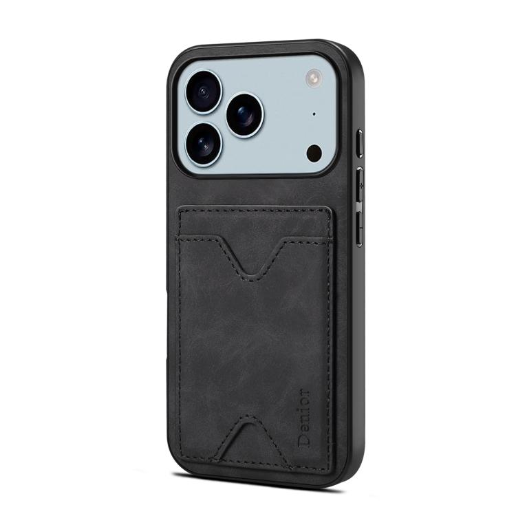 

For iPhone 17 Pro Max Denior D06 PU Back Cover Card Slot Holder Phone Case(Black)