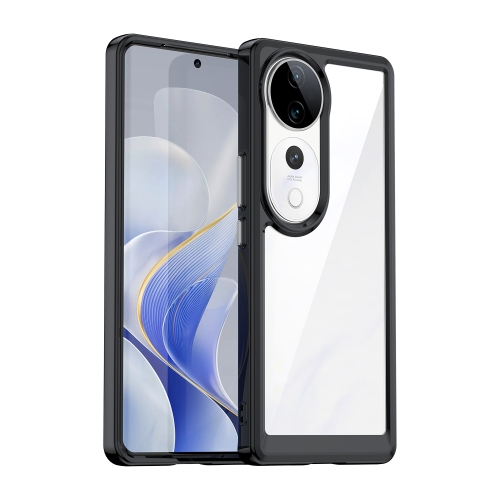 

For vivo V40 5G Colorful Series Acrylic Hybrid TPU Phone Case(Black)