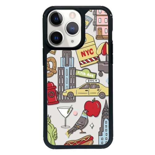 

For iPhone 13 Pro Exclusive Design Style PC Full Coverage Pattern Phone Case(City Sticker B)