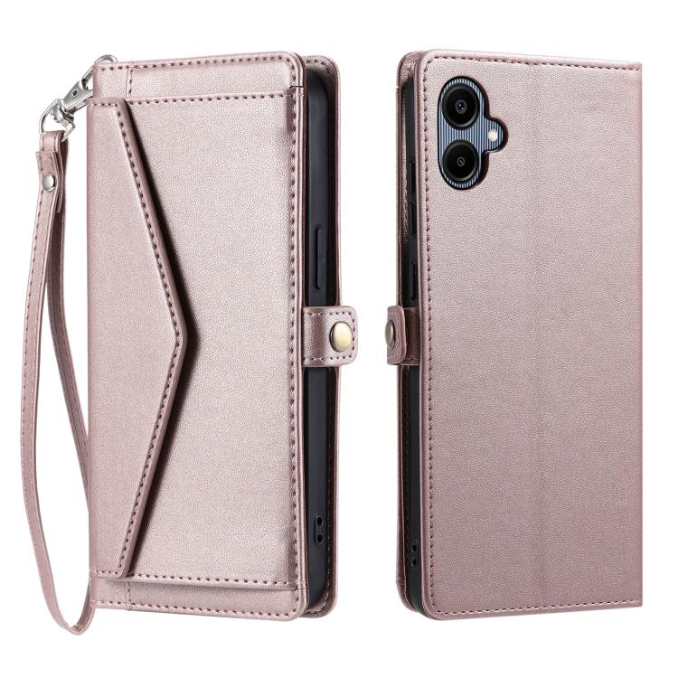 

For Samsung Galaxy A07 4G Wallet Multi-card Slot Leather Phone Case with Lanyard(Rose Gold)