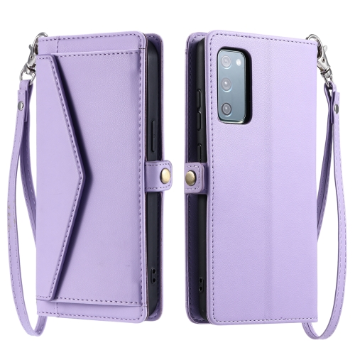 

For Samsung Galaxy S20 FE 5G Wallet Multi-card Slot Leather Phone Case with Lanyard(Purple)