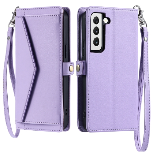 

For Samsung Galaxy S21 5G Wallet Multi-card Slot Leather Phone Case with Lanyard(Purple)