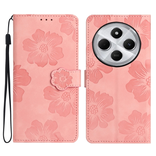 

For Redmi 14C 4G Flower Embossing Pattern Leather Phone Case(Pink)