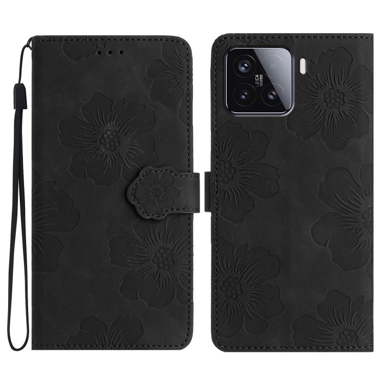 

For Redmi 15 5G / 4G EU 171mm Flower Embossing Pattern Leather Phone Case(Black)