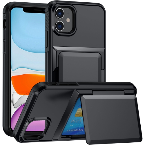 

For iPhone 11 Card Slot Holder Phone Case(Black)