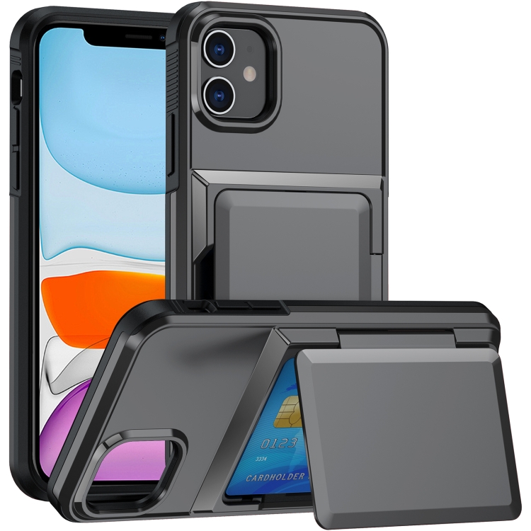 

For iPhone 11 Card Slot Holder Phone Case(Grey)