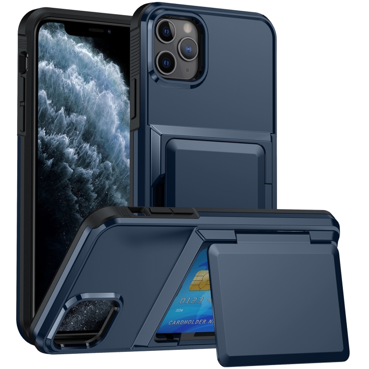 

For iPhone 11 Pro Max Card Slot Holder Phone Case(Blue)