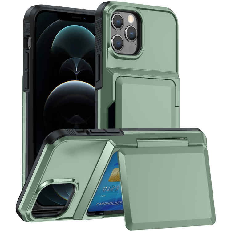 

For iPhone 12 / 12 Pro Card Slot Holder Phone Case(Light Green)