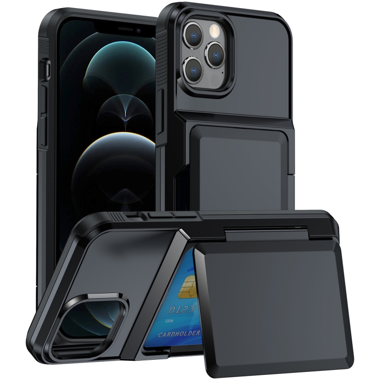 

For iPhone 12 Pro Max Card Slot Holder Phone Case(Black)