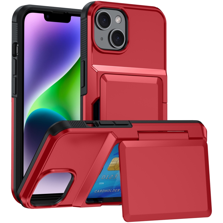 

For iPhone 13 Card Slot Holder Phone Case(Red)