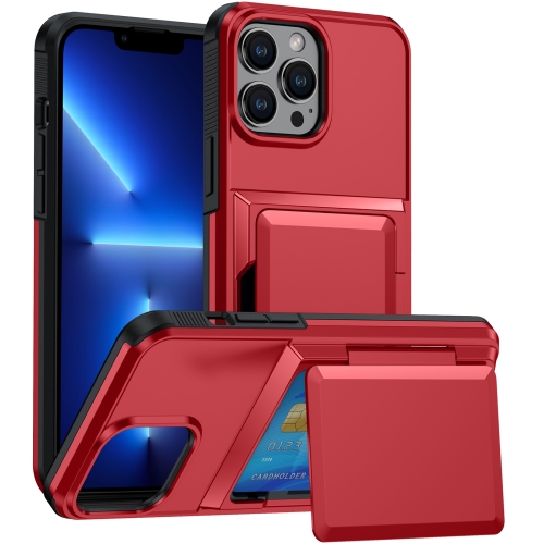 

For iPhone 13 Pro Max Card Slot Holder Phone Case(Red)