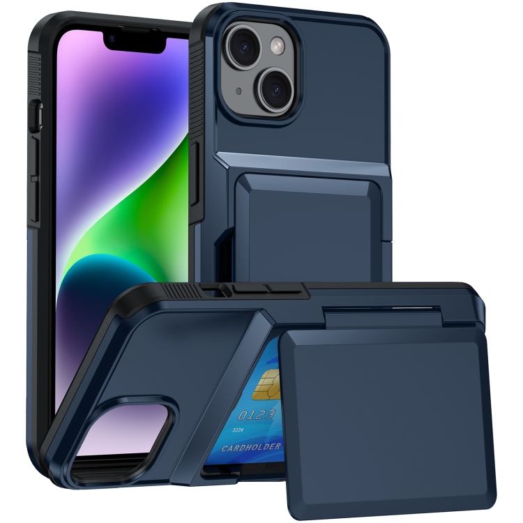 

For iPhone 14 Card Slot Holder Phone Case(Blue)