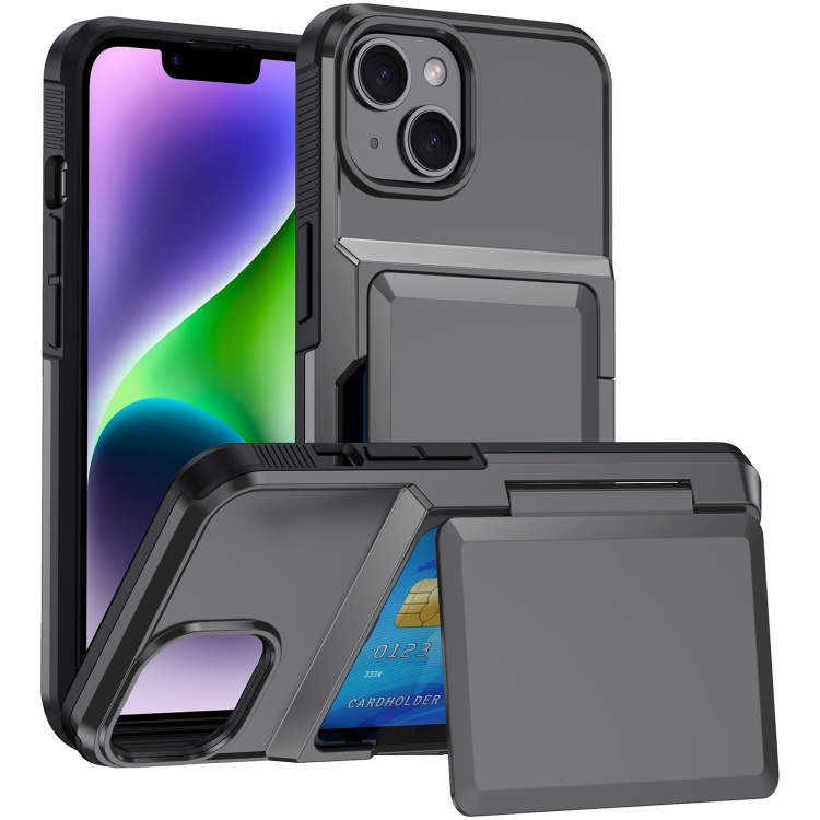 

For iPhone 14 Plus Card Slot Holder Phone Case(Grey)