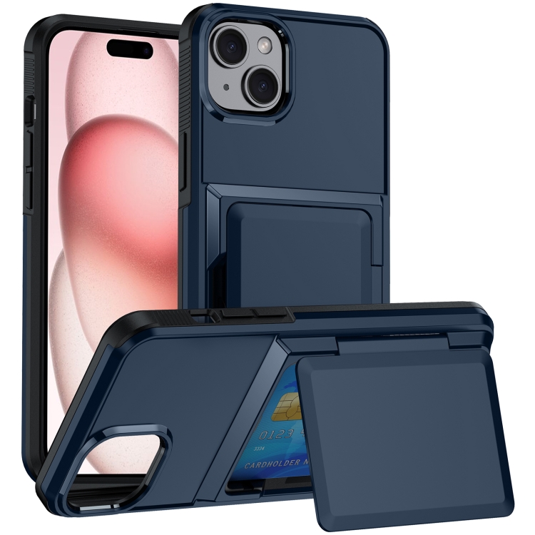 

For iPhone 15 Card Slot Holder Phone Case(Blue)