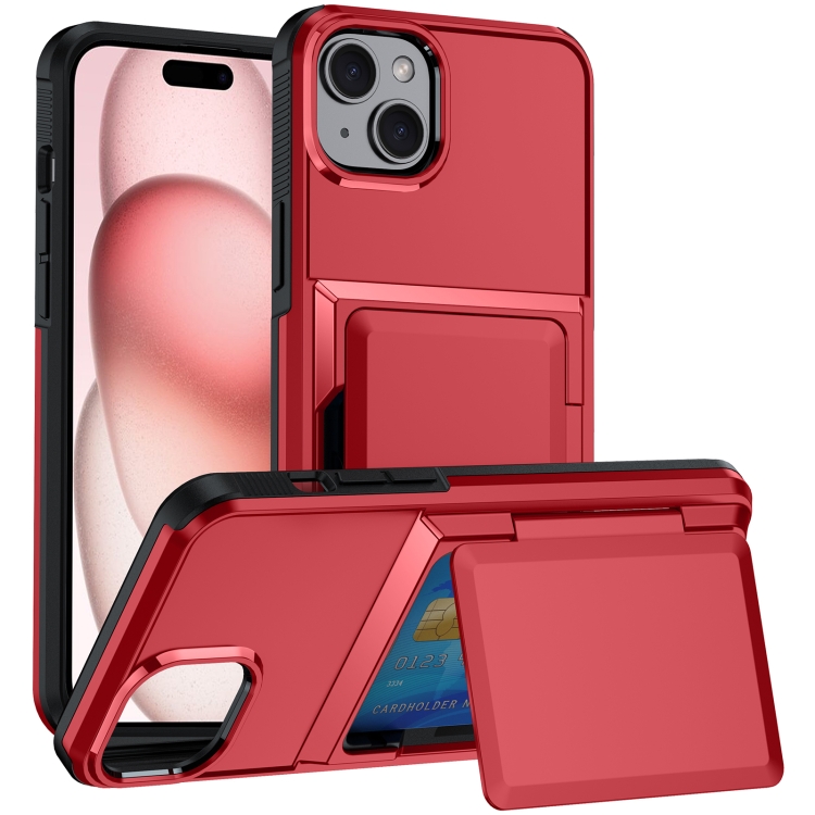 

For iPhone 15 Plus Card Slot Holder Phone Case(Red)