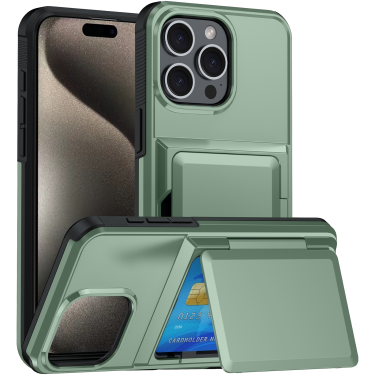 

For iPhone 15 Pro Card Slot Holder Phone Case(Light Green)