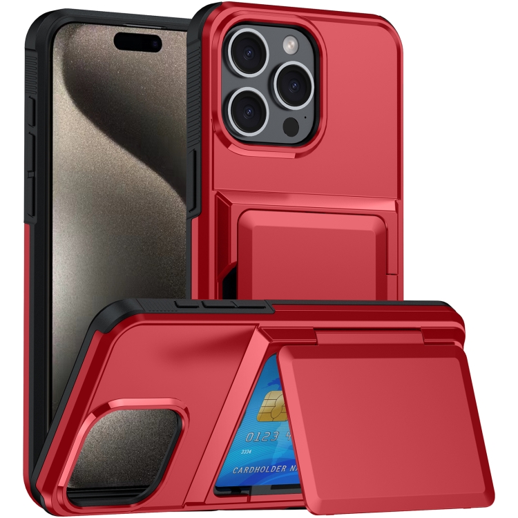 Étui de téléphone avec porte-cartes pour iPhone 15 Pro Max (rouge)