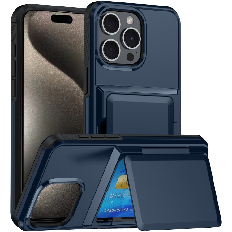 Étui de téléphone avec porte-cartes pour iPhone 15 Pro Max (bleu)