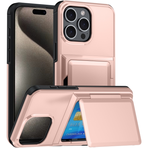 

For iPhone 15 Pro Max Card Slot Holder Phone Case(Rose Gold)