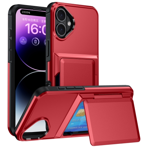 

For iPhone 16 Plus Card Slot Holder Phone Case(Red)