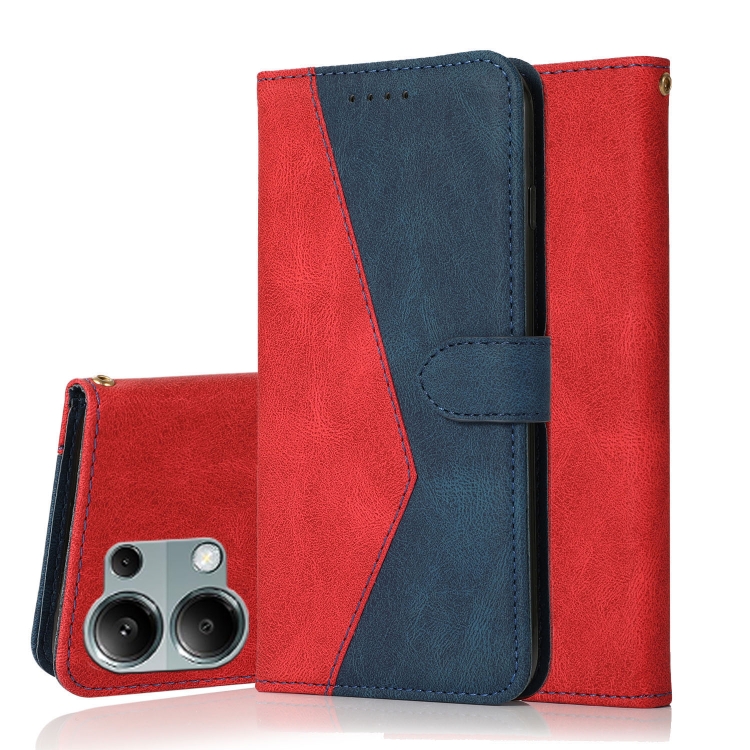 

For Redmi Note 13 Pro 4G Dual-color Stitching Leather Phone Case(Red Blue)
