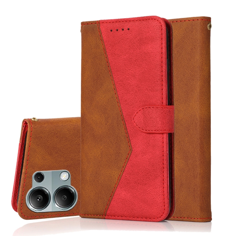 

For Redmi Note 13 Pro 4G Dual-color Stitching Leather Phone Case(Brown Red)
