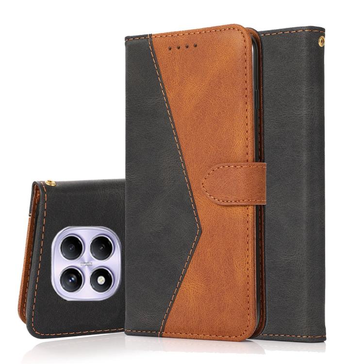 

For Redmi Note 14 Pro 4G Dual-color Stitching Leather Phone Case(Black Brown)