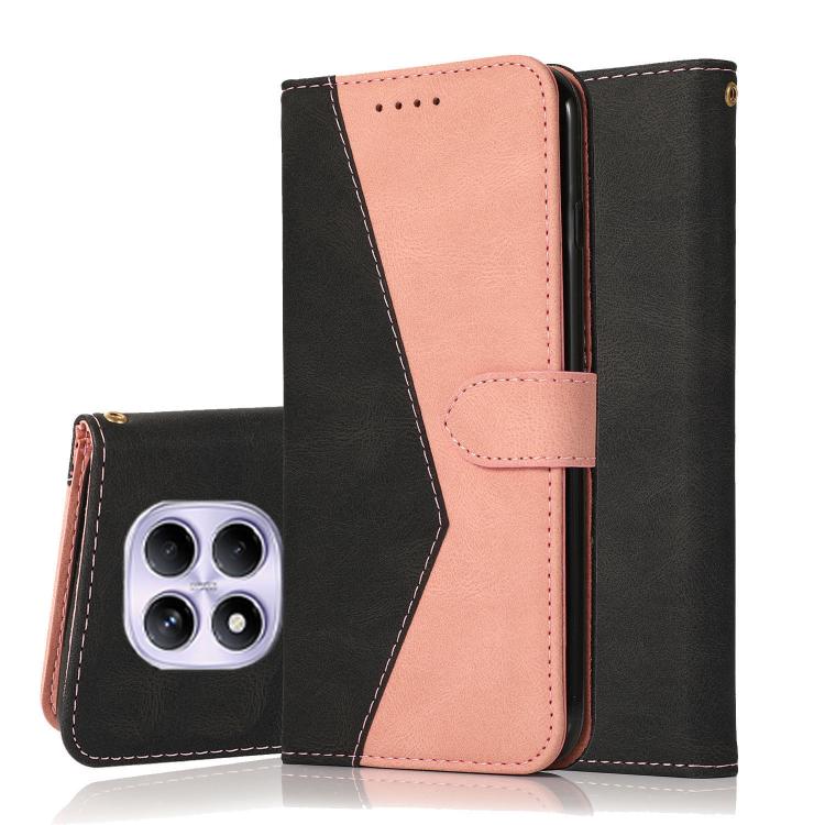 

For Redmi Note 14 Pro 4G Dual-color Stitching Leather Phone Case(Black Rose Gold)