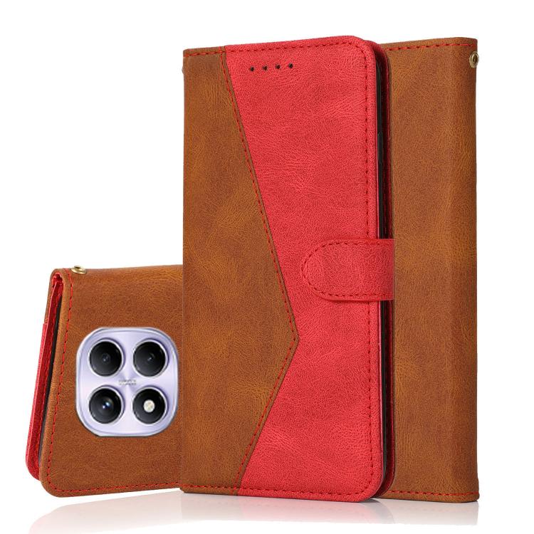 

For Redmi Note 14 Pro 4G Dual-color Stitching Leather Phone Case(Brown Red)