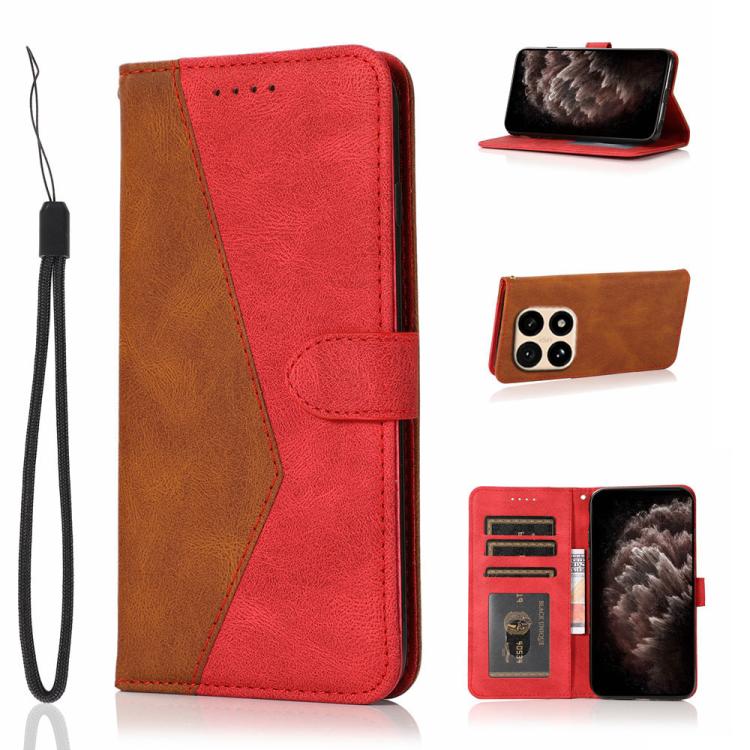 

For Redmi 15T 5G Dual-color Stitching Leather Phone Case(Brown Red)